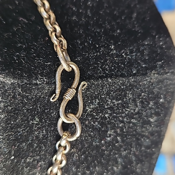 925 Sterling Silver Green Red Glass Beaded Coral/Turquoise Pendant - Picture 4 of 4